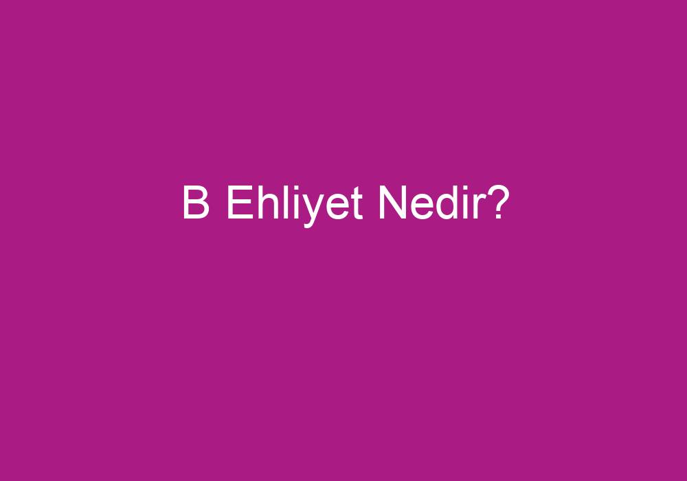 B Ehliyet Nedir?